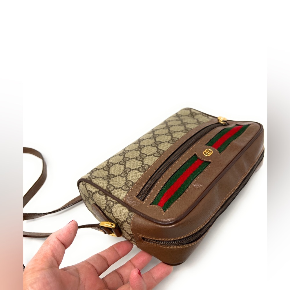 Gucci Brown GG Canvas Crossbody with Green-Red Web Stripe - Picture 9 of 15
